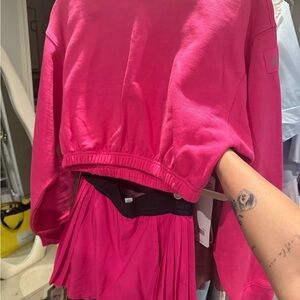 ALO Vibrant Pink Sweatshirt and Skirt Set